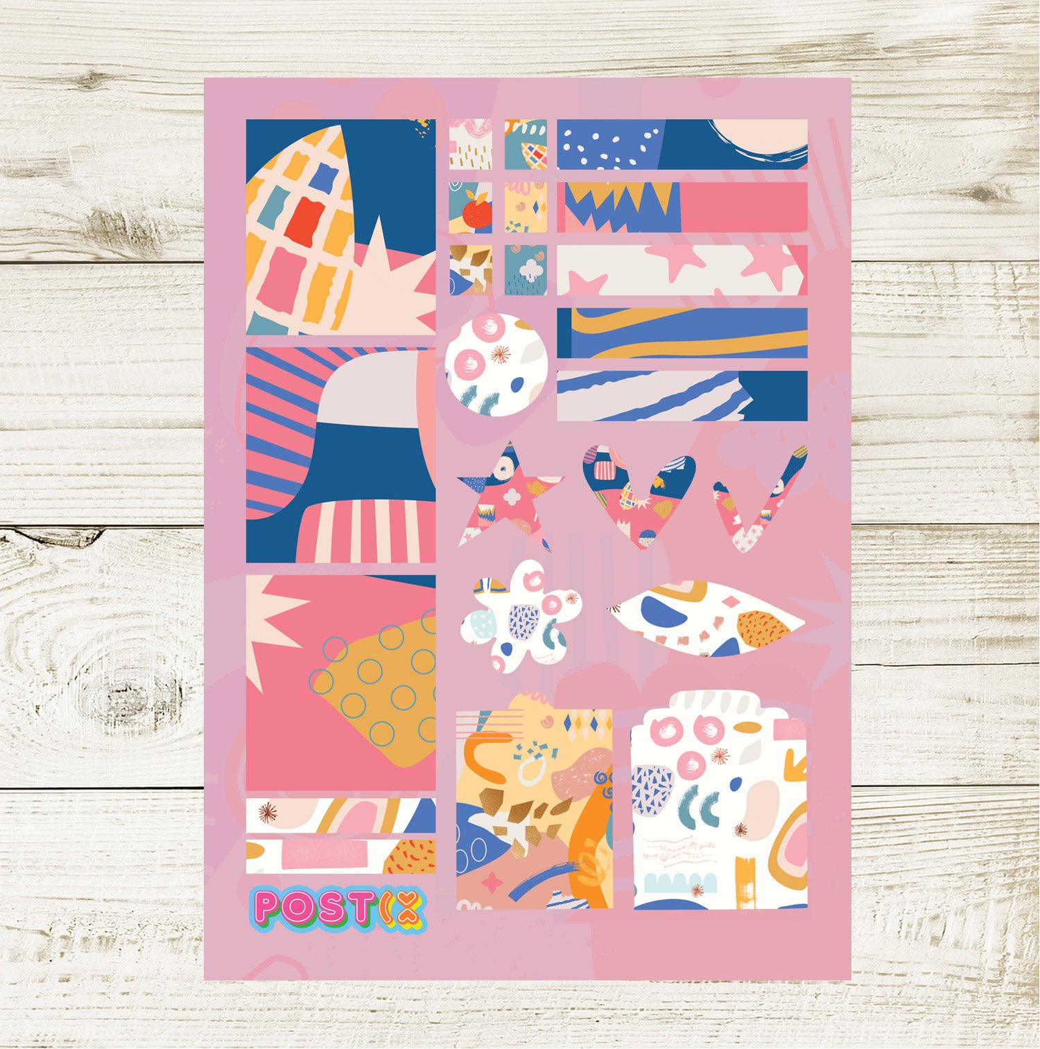 Pink Abstract Print A6 Sticker Sheet Twin Pack