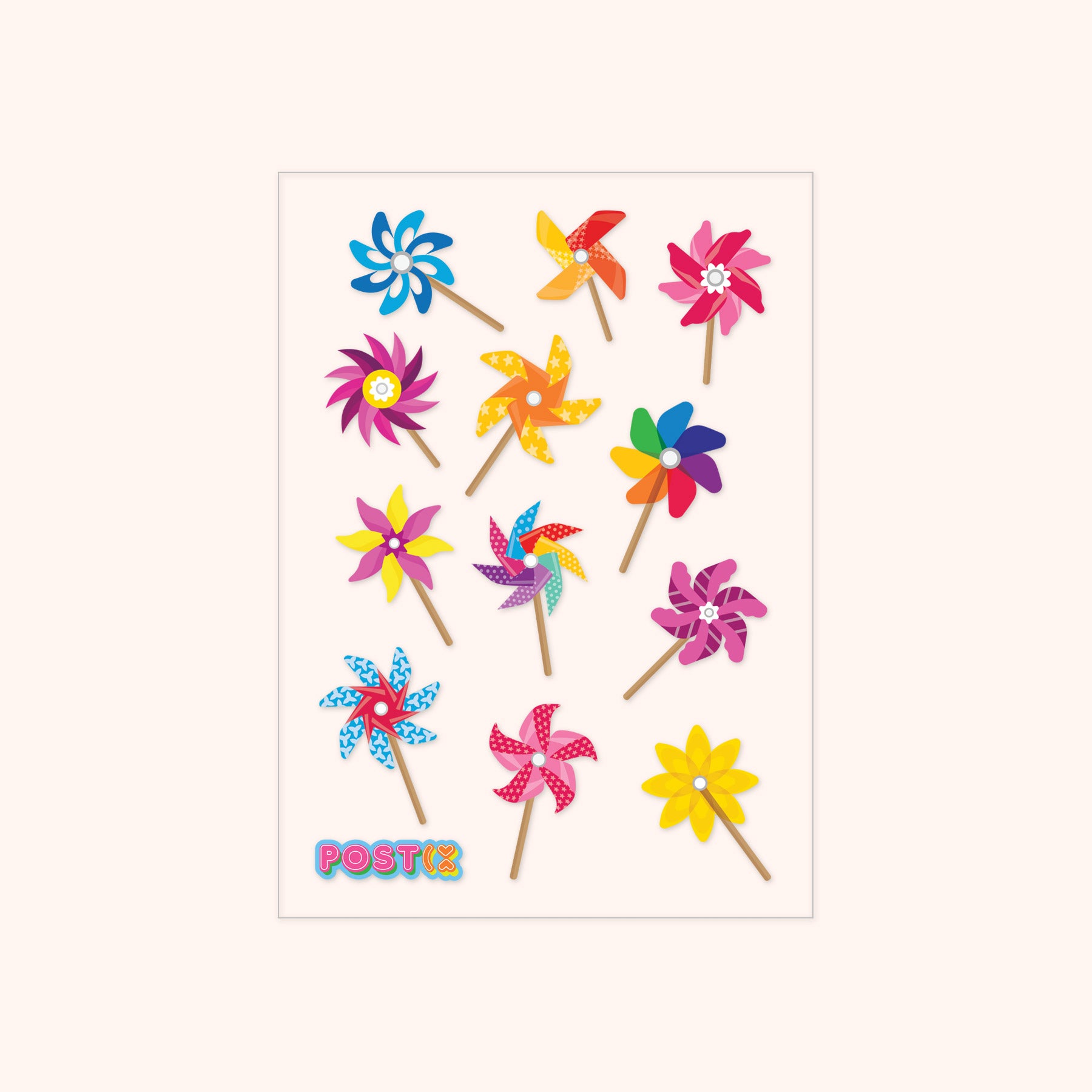 Pinwheel Party Transparent A6 Sticker Sheet