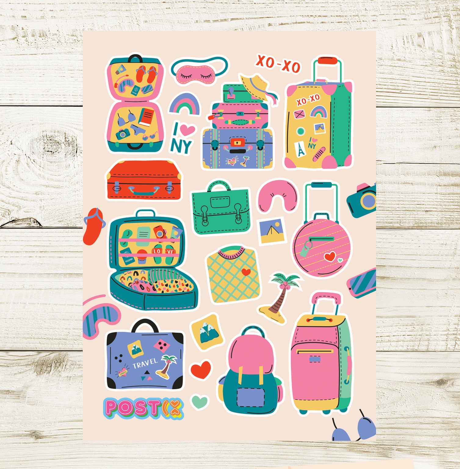Colour Pop Travel Pieces A6 Sticker Sheet
