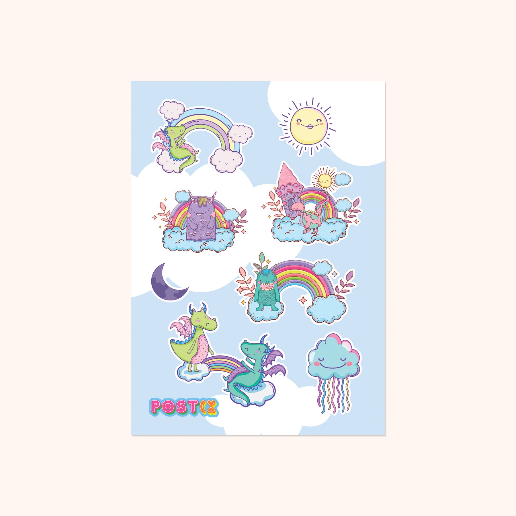 Rainbow Fantasy A6 Sticker Sheet