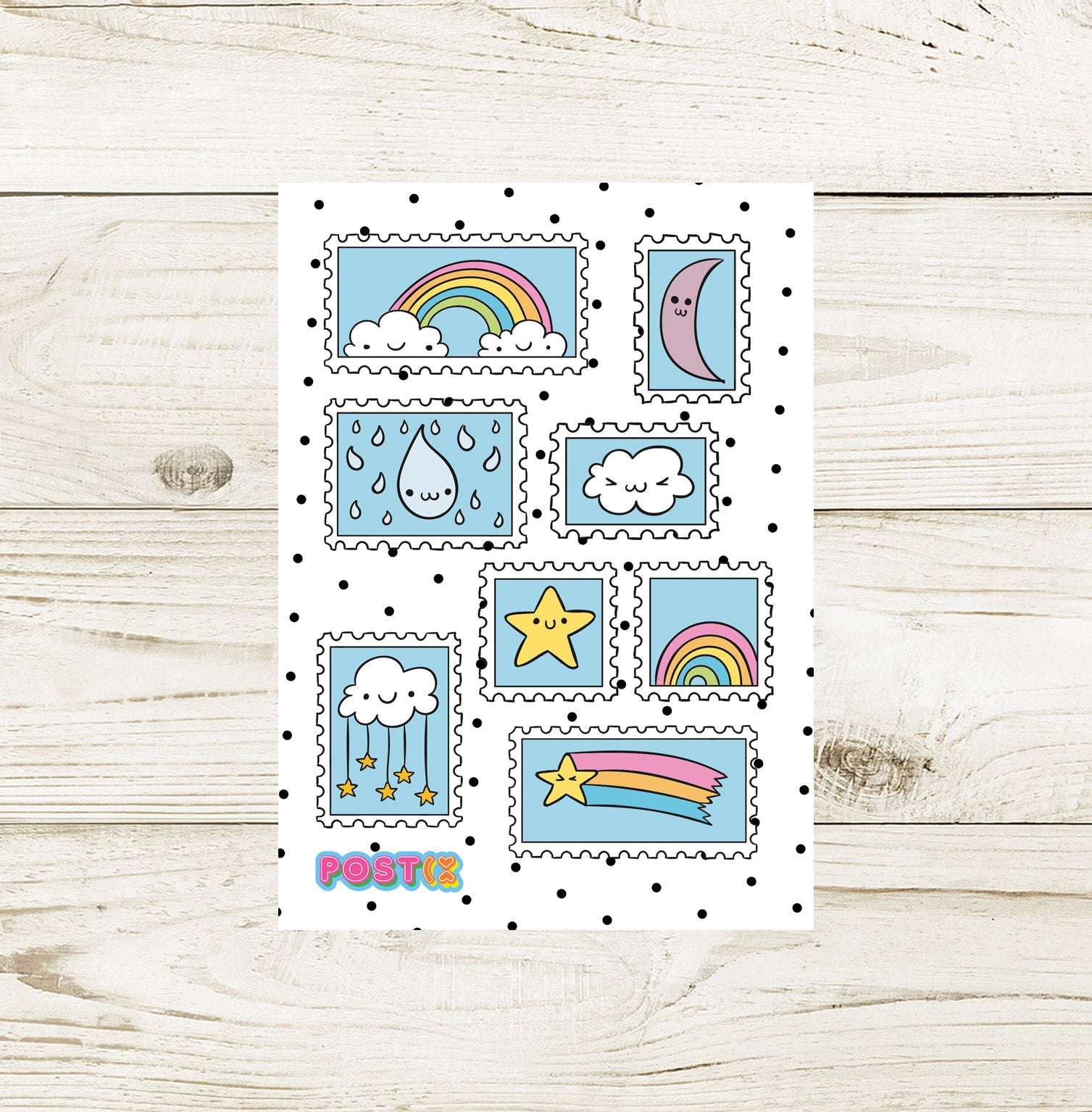 Rainbow Stamps A7 Sticker Sheet
