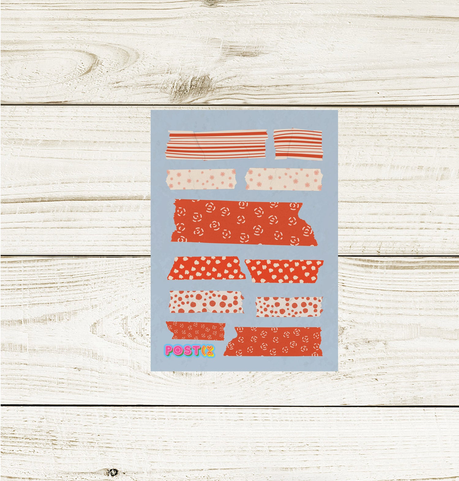 Red and White Washi A7 Sticker Sheet
