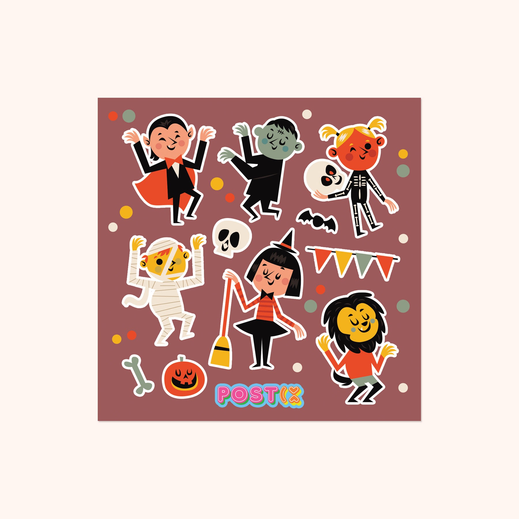 Monster Mash Party Square Sticker Sheet