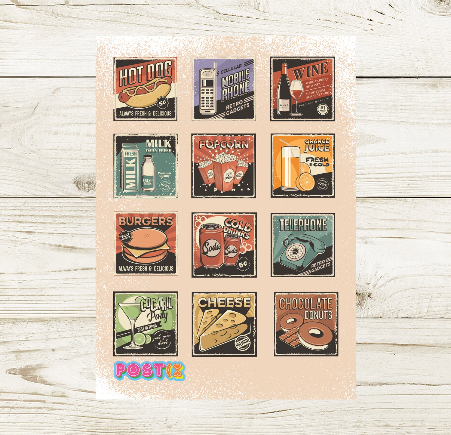 50s Vintage Posters A6 Sticker Sheet
