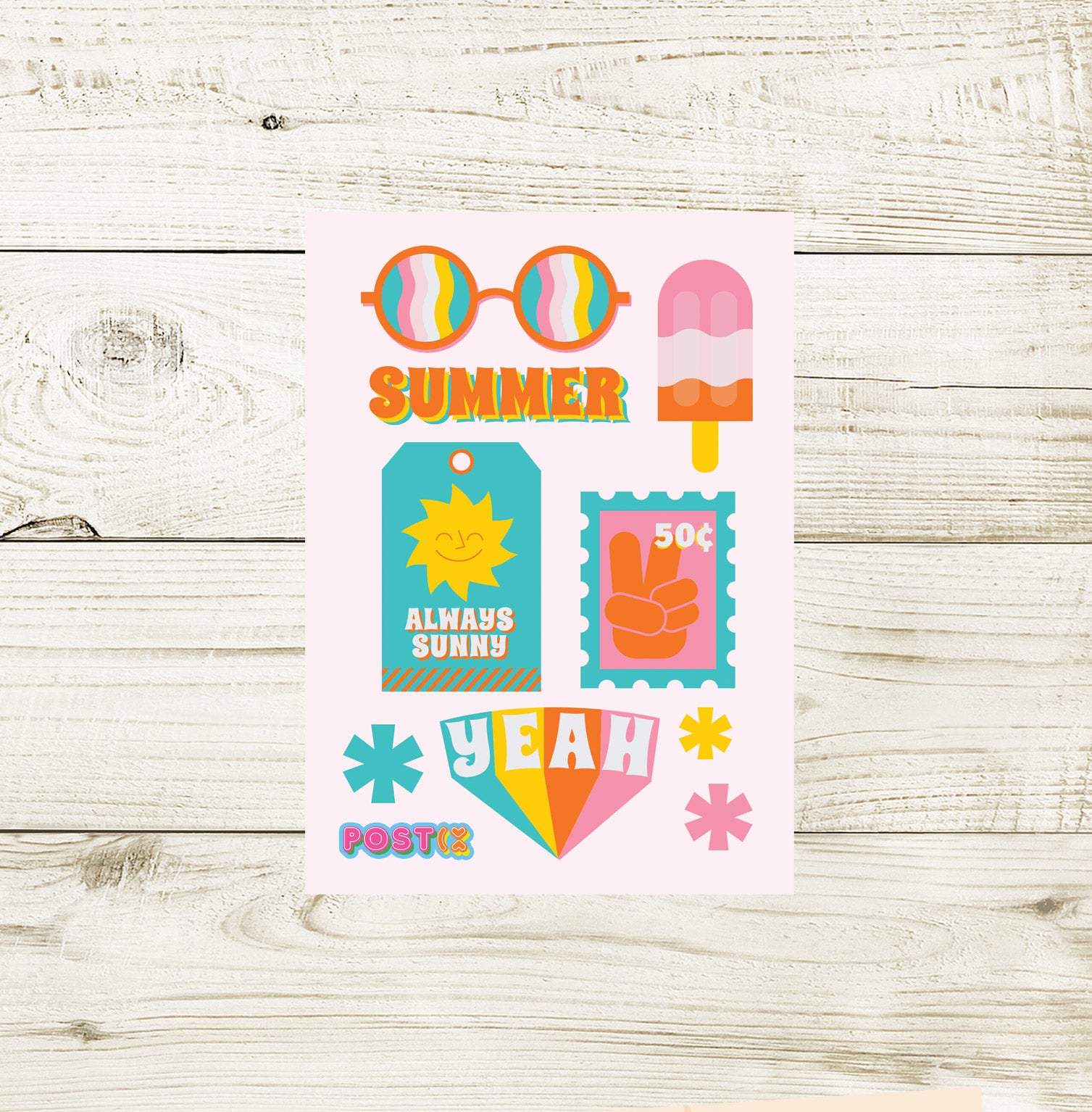 Retro Summer Fun A7 Sticker Sheet
