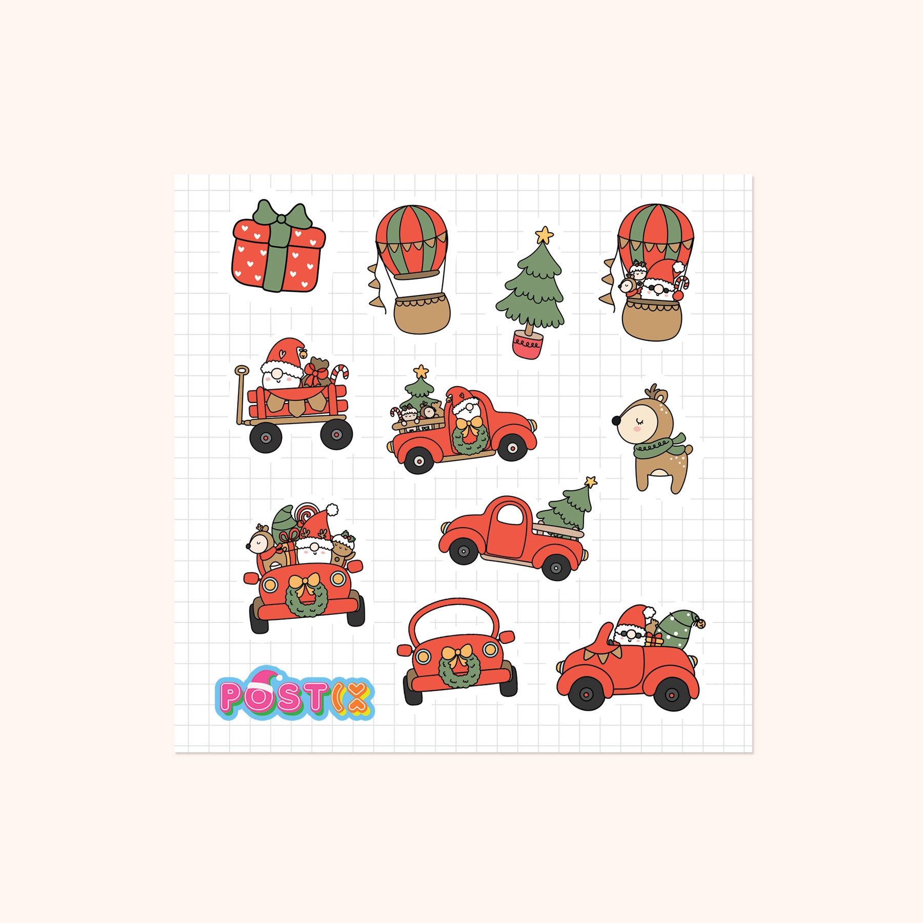 Santa Goes Shopping Square Sticker Sheet