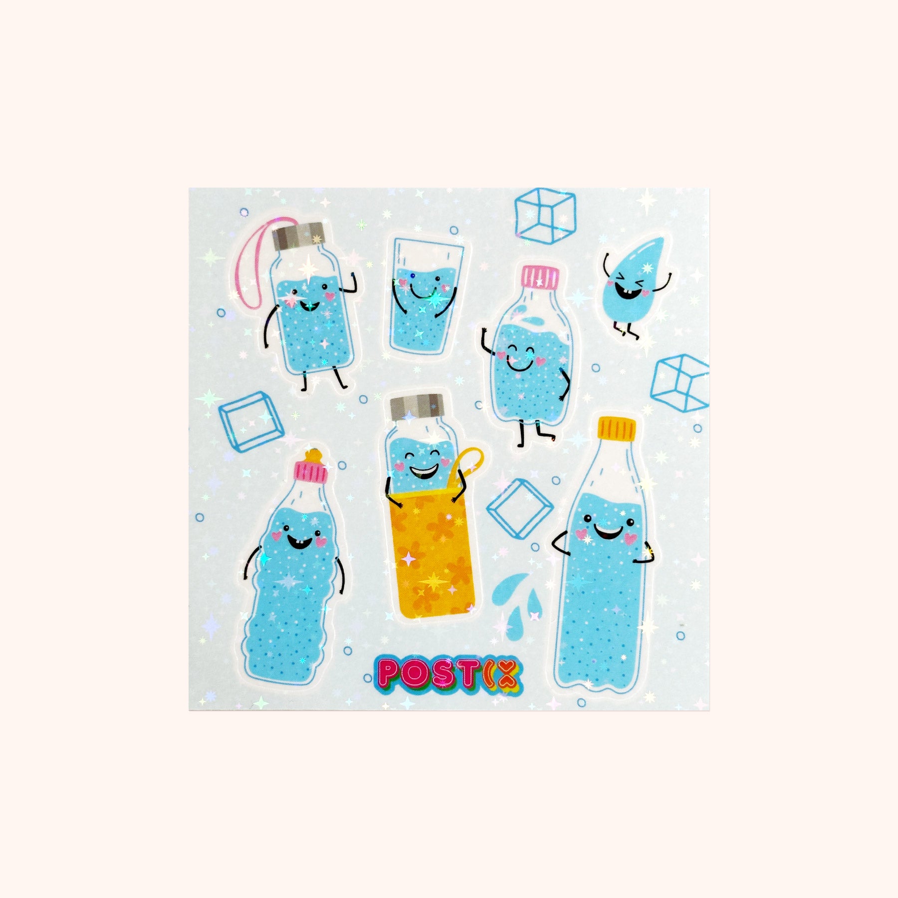 Stay Hydrated Square Hologram Sticker Sheet