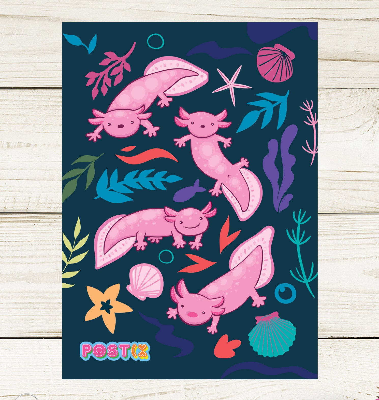 Axolotls' Garden A6 Sticker Sheet
