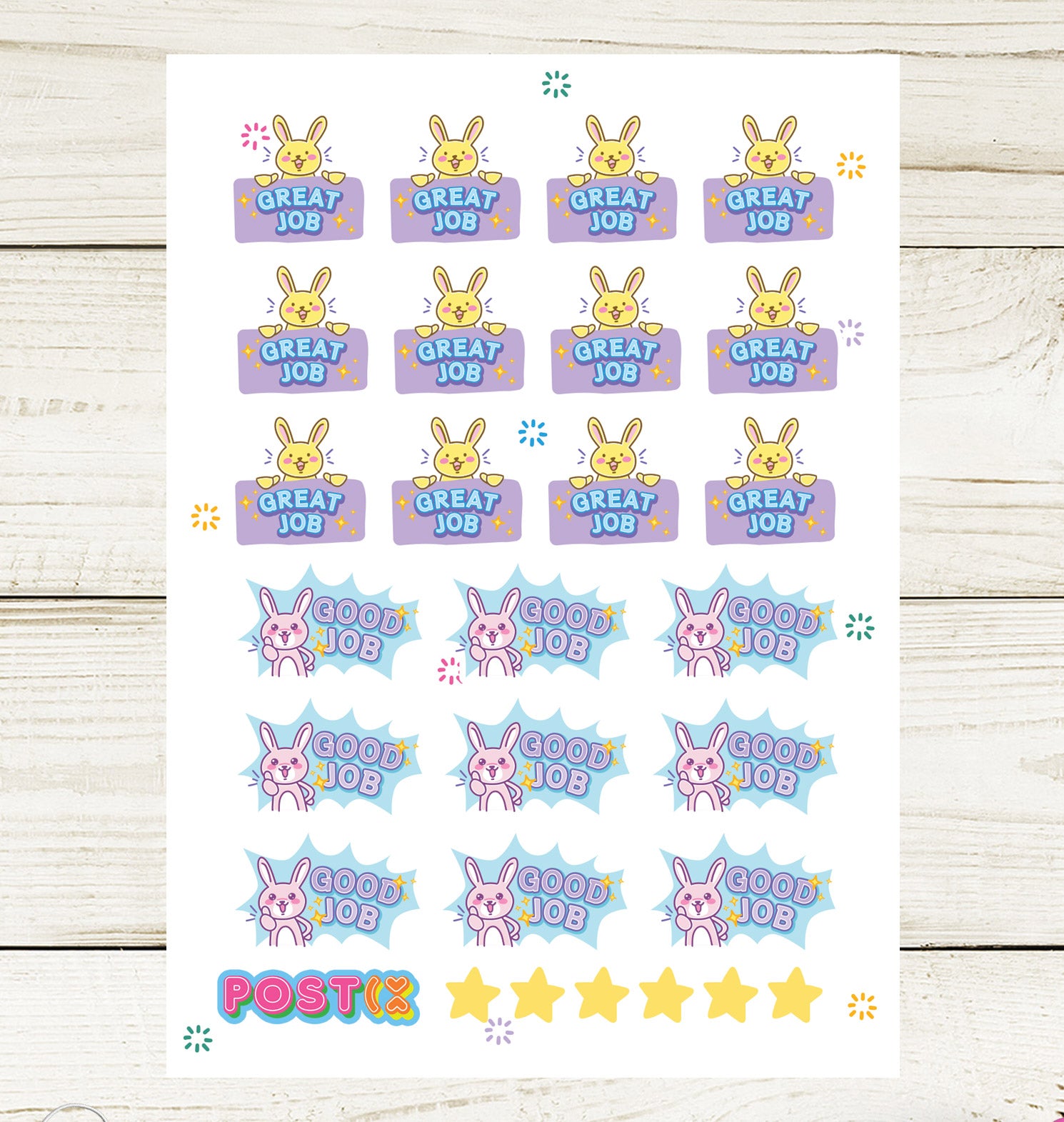 Bunny Booster Rewards A6 Sticker Sheet