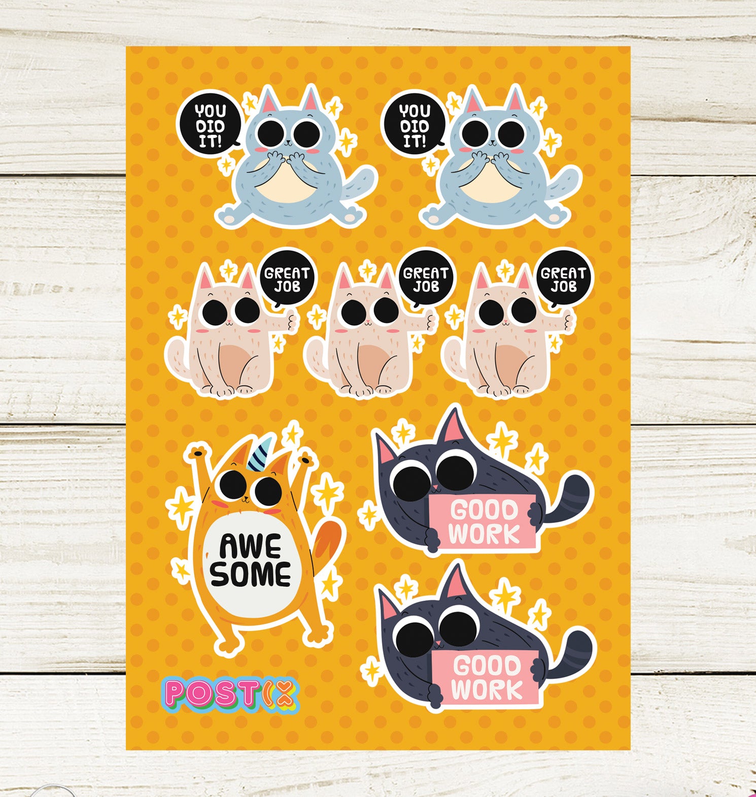 Excited Kitty Rewards A6 Sticker Sheet