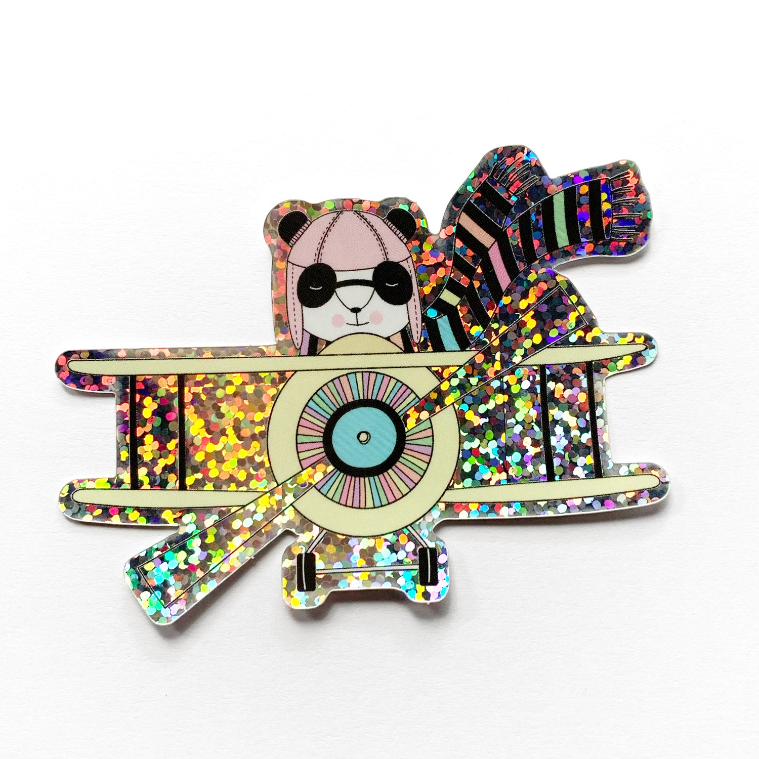 Panda Takes Flight Hologram Sticker Flake