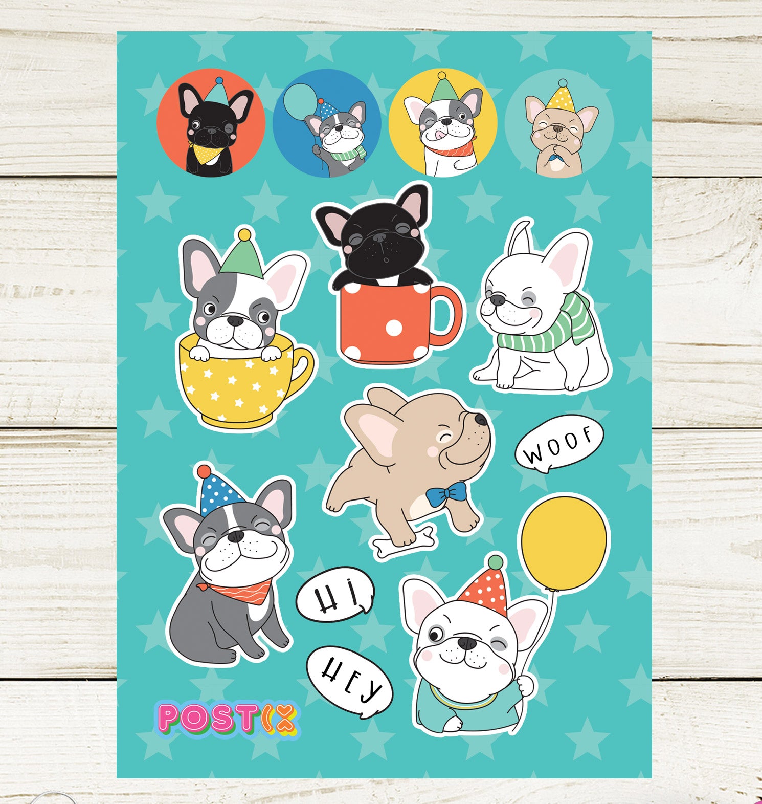 Party Pups A6 Sticker Sheet