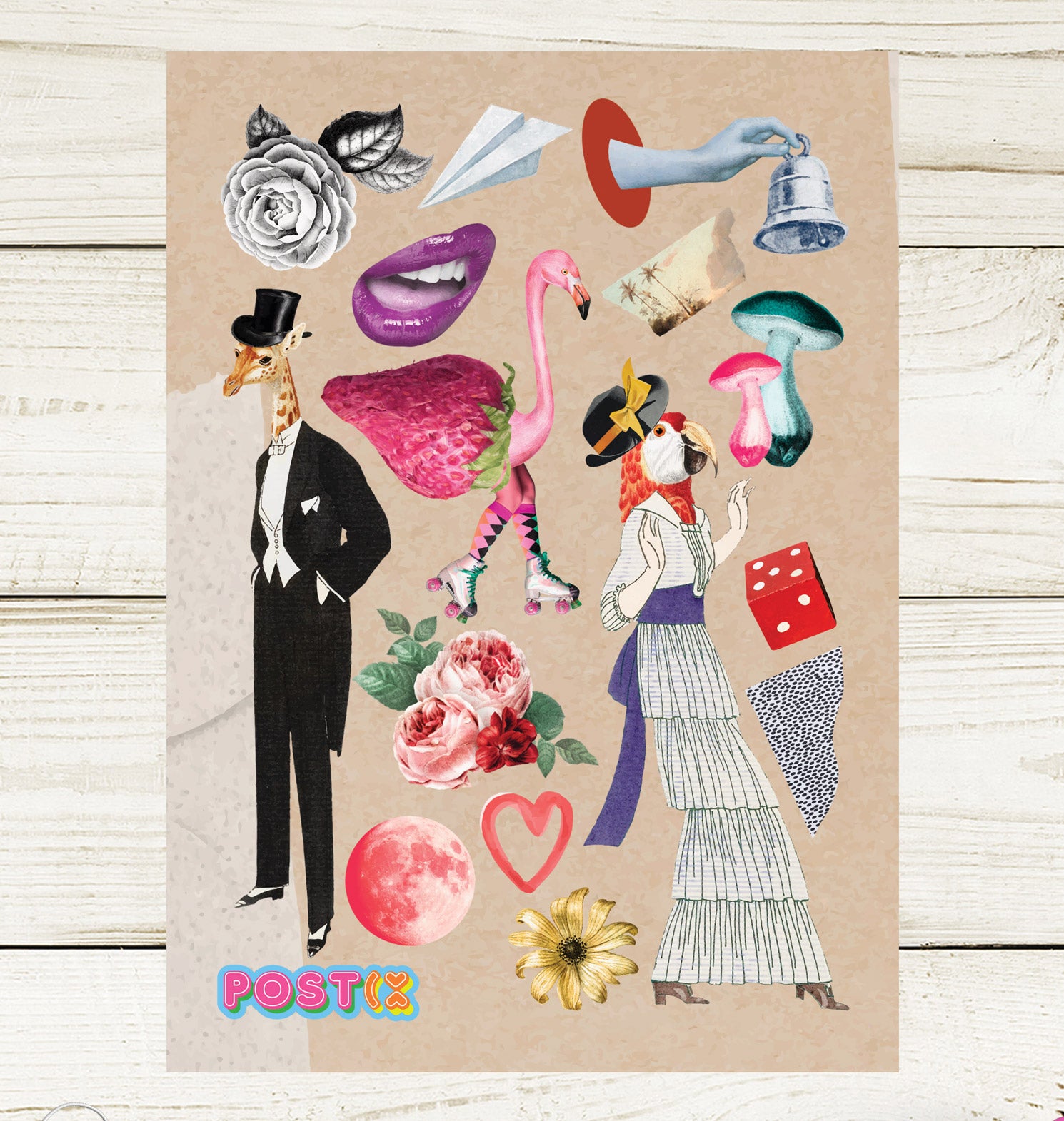 Quirky Collage A6 Sticker Sheet