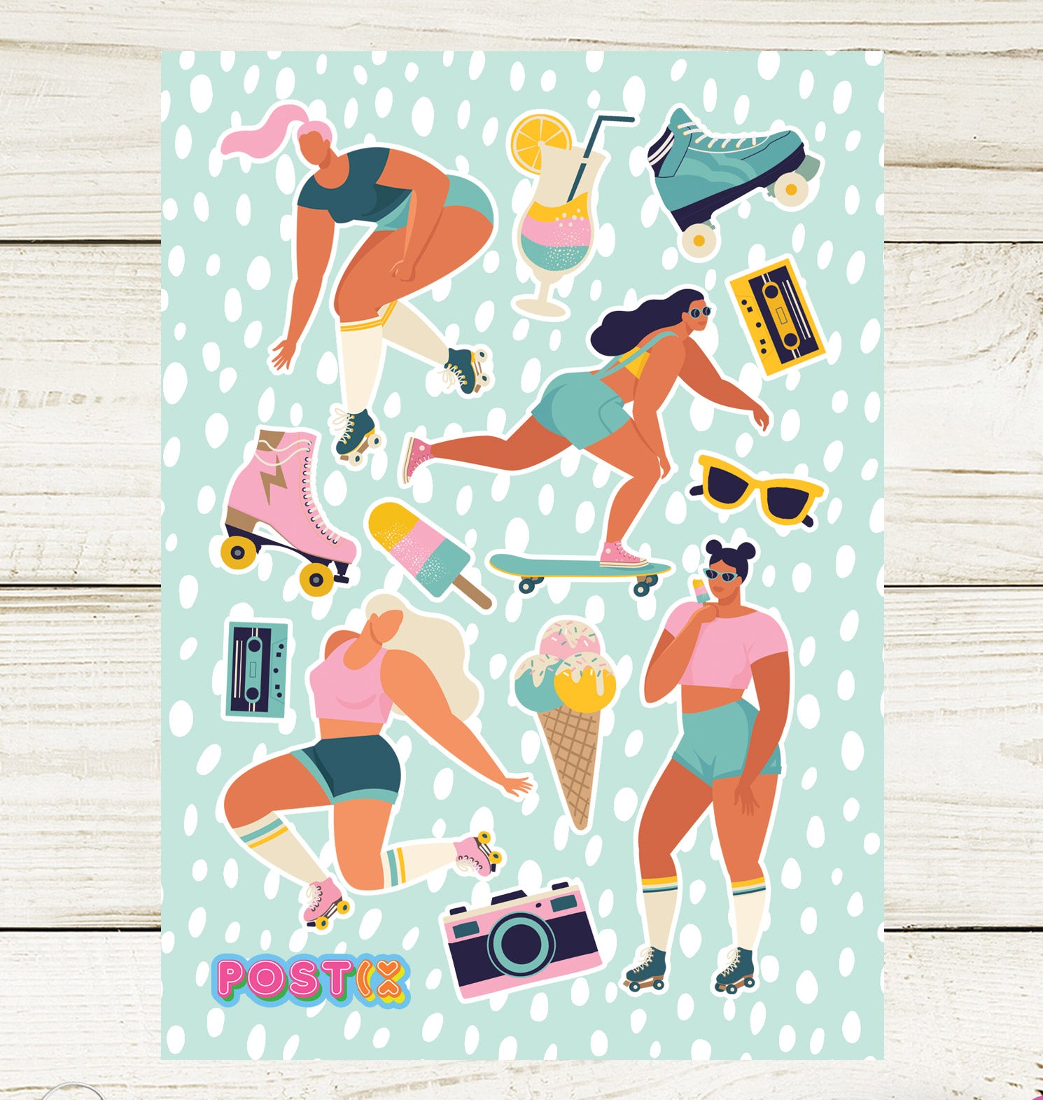 Skatergirls' Summer A6 Sticker Sheet