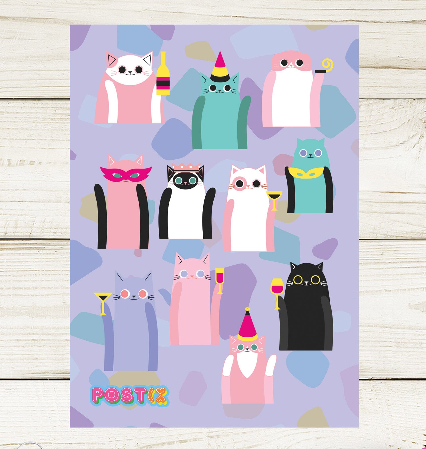 Classy Party Cats A6 Sticker Sheet
