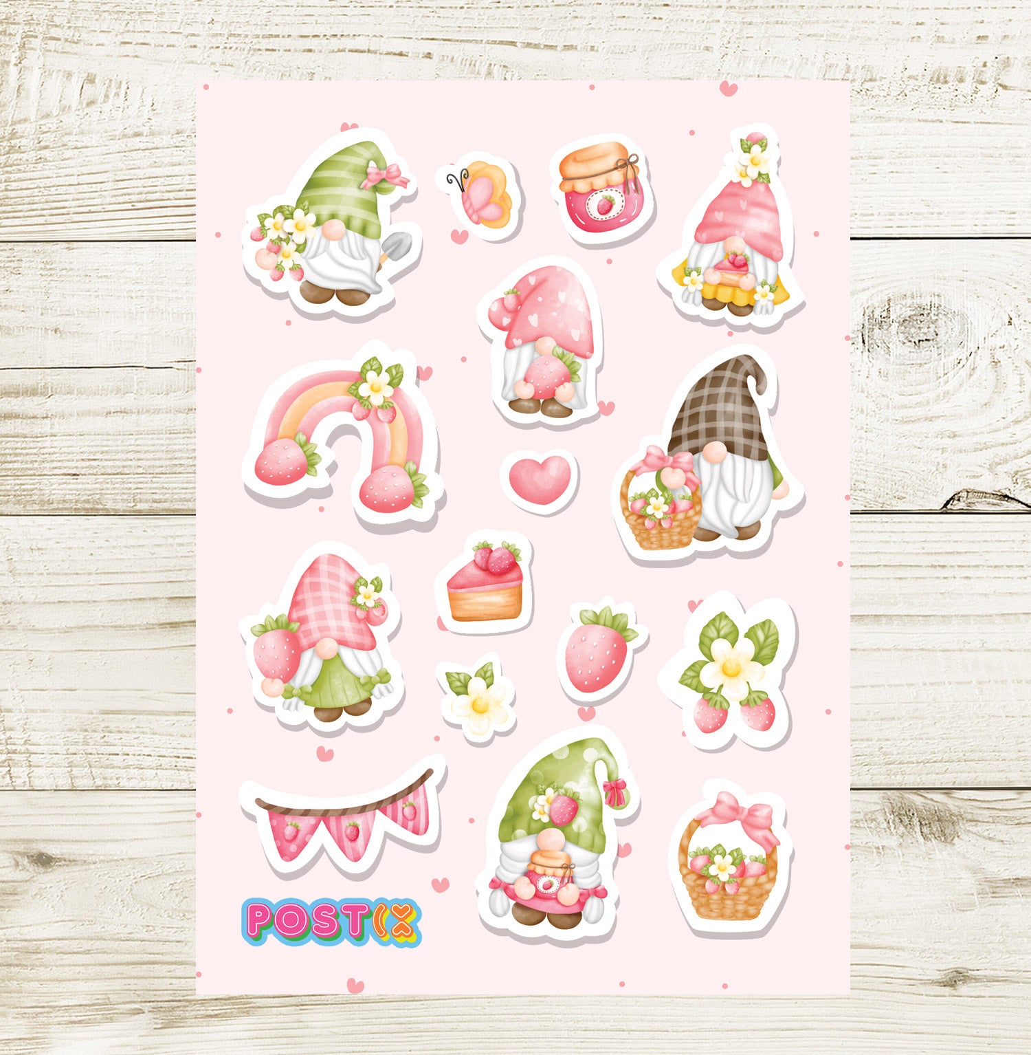 Strawberry Gnomes A6 Sticker Sheet