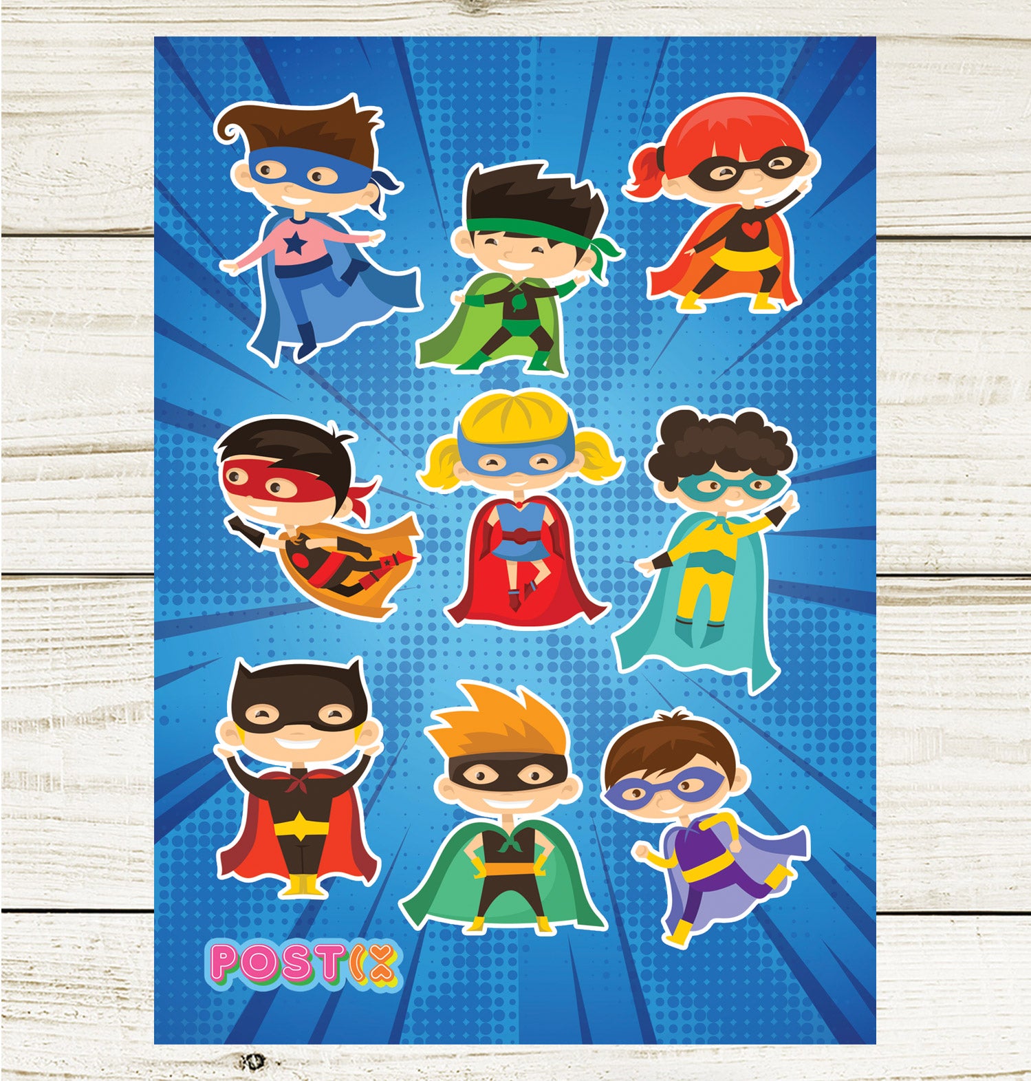 Super Hero Kids A6 Sticker Sheet