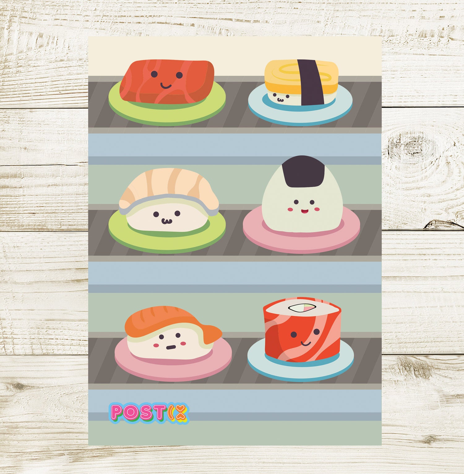 Sushi Train Friends A6 Sticker Sheet