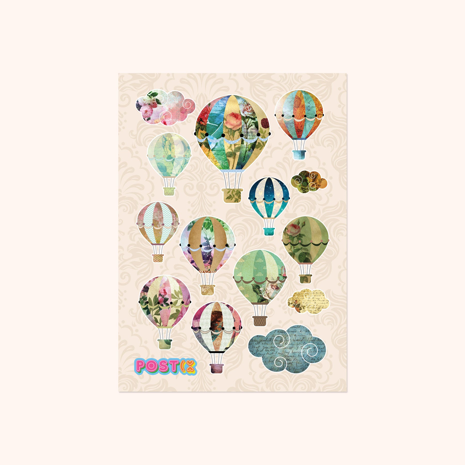Vintage Collage Air Balloons A6 Sticker Sheet