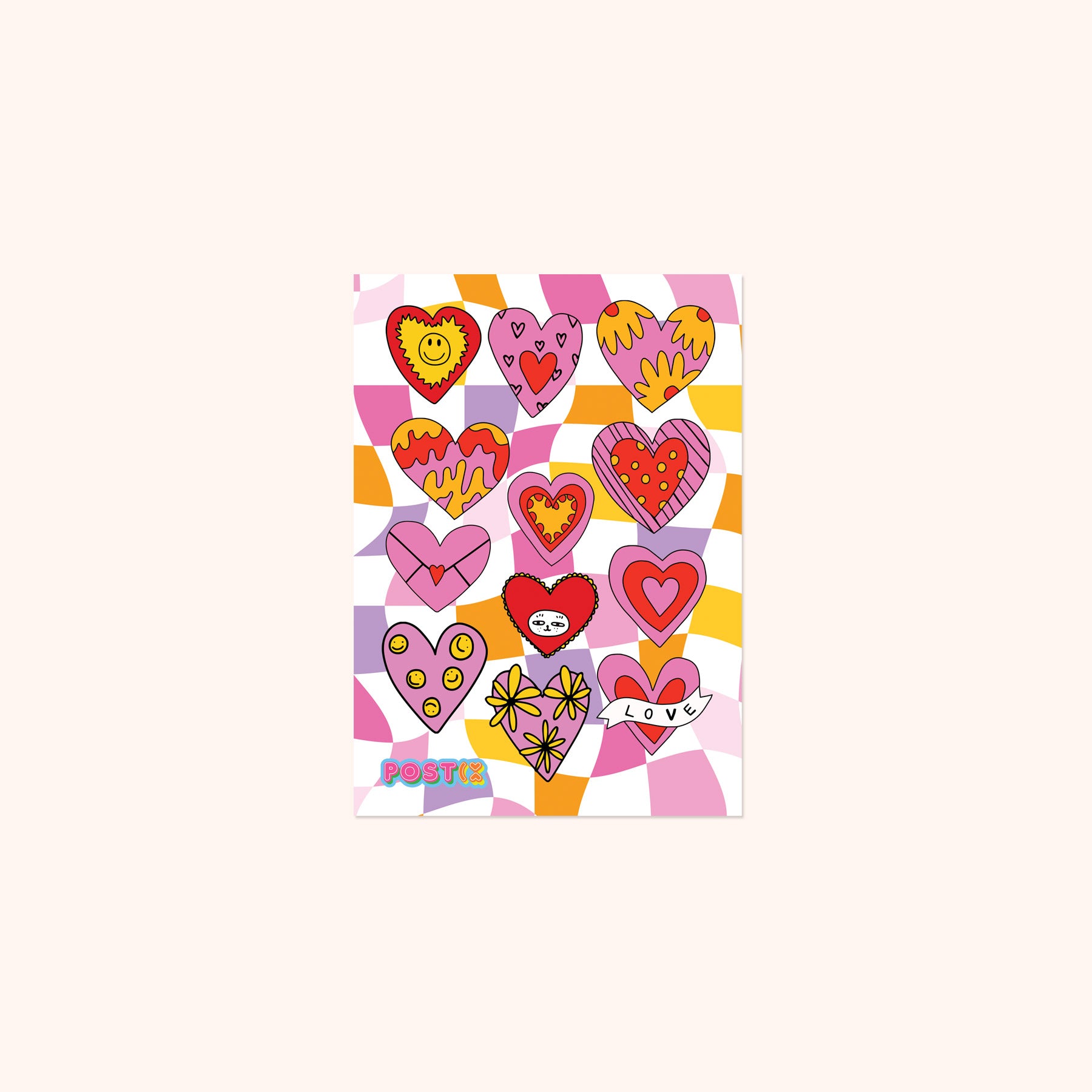 Vivid Love Hearts A7 Sticker Sheet