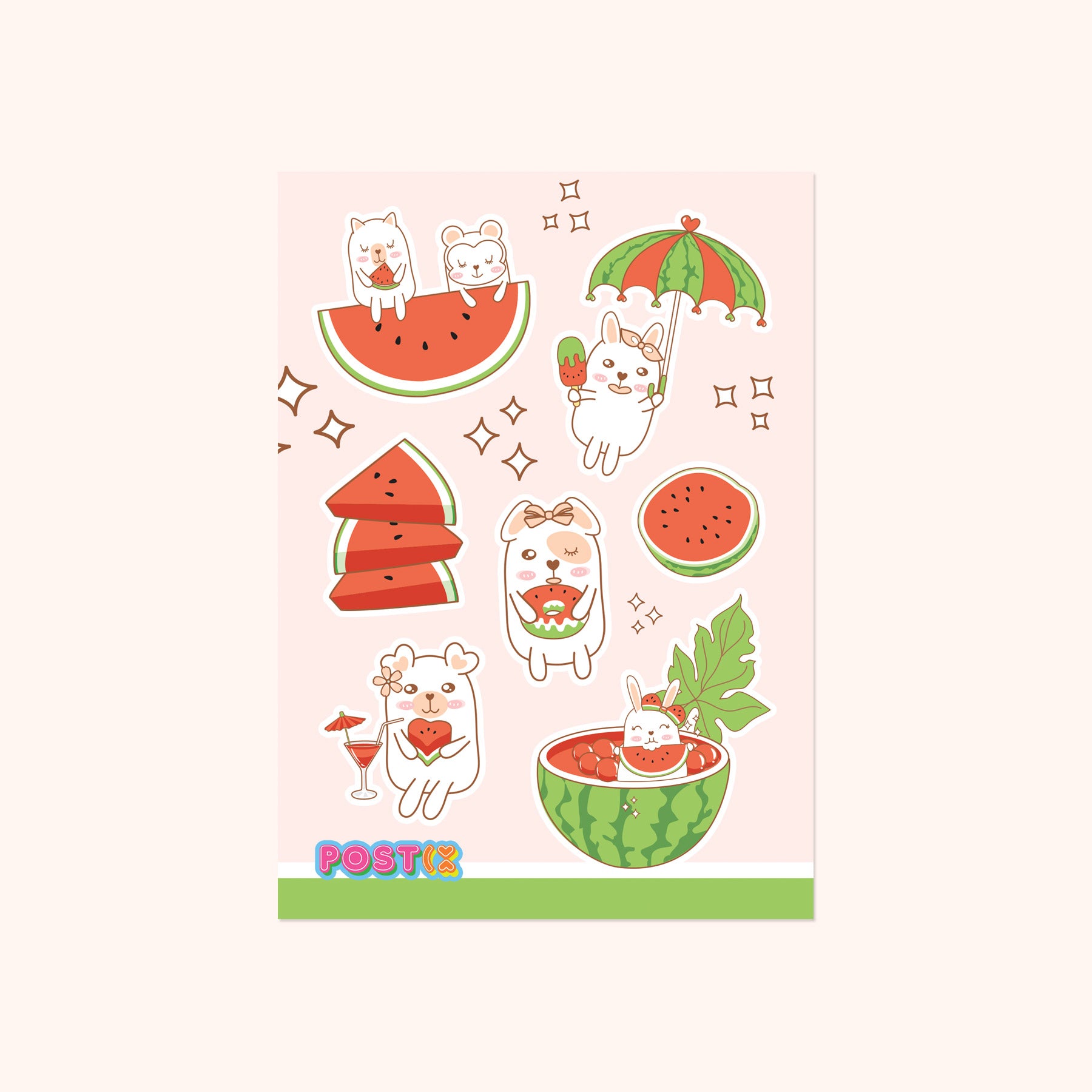 Watermelon Pups A6 Sticker Sheet