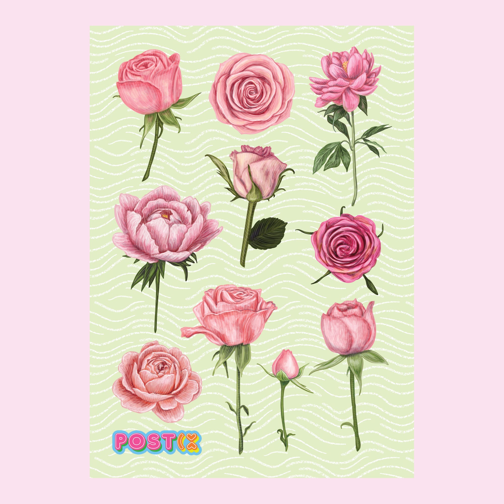 Rose Garden Eco-Friendly A6 Sticker Sheet