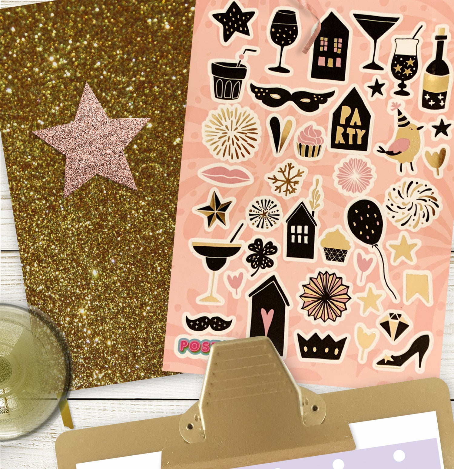 Gold Party Pieces A6 Sticker Sheet