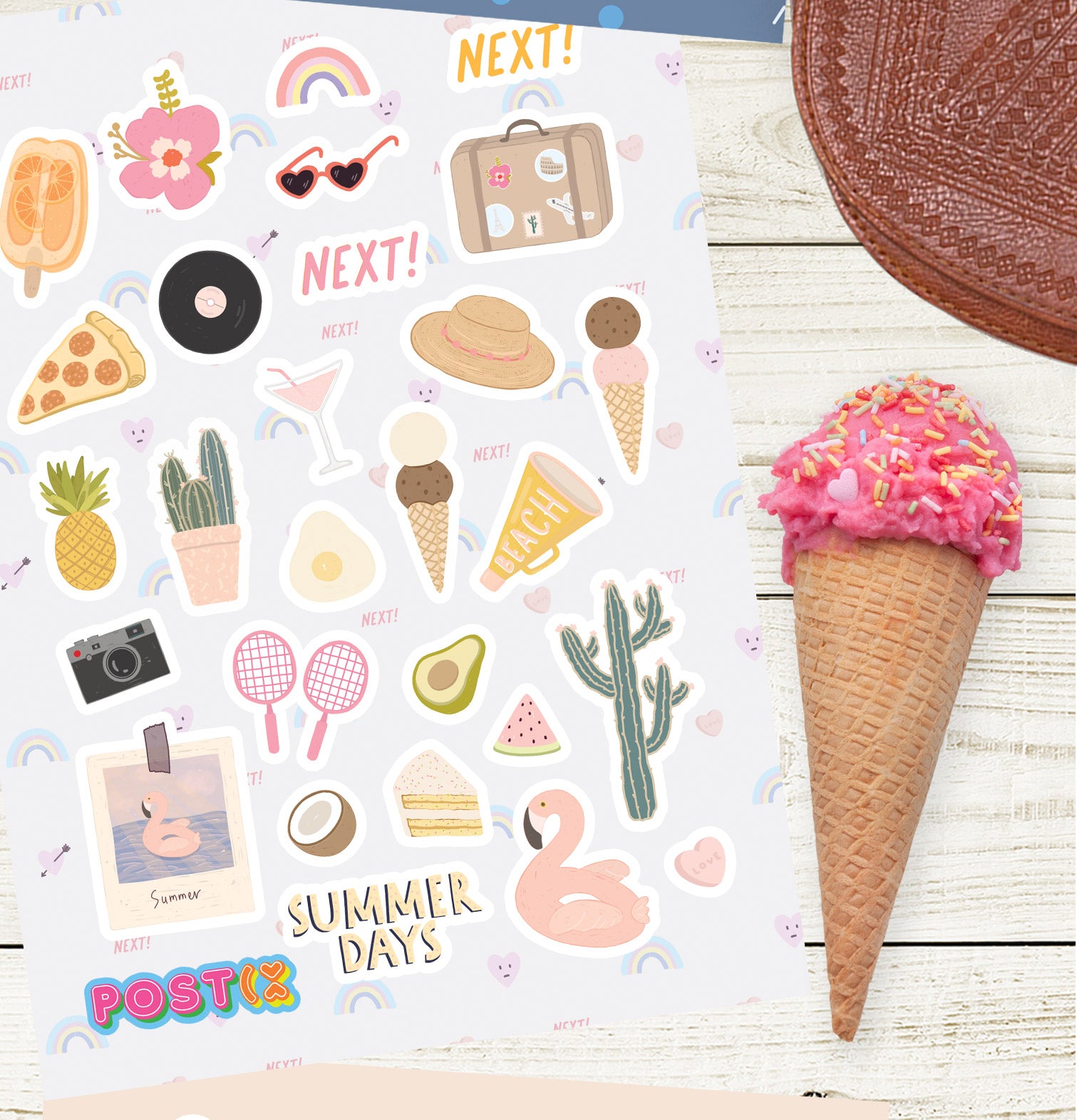 Sweet Pastel Summer A6 Sticker Sheet