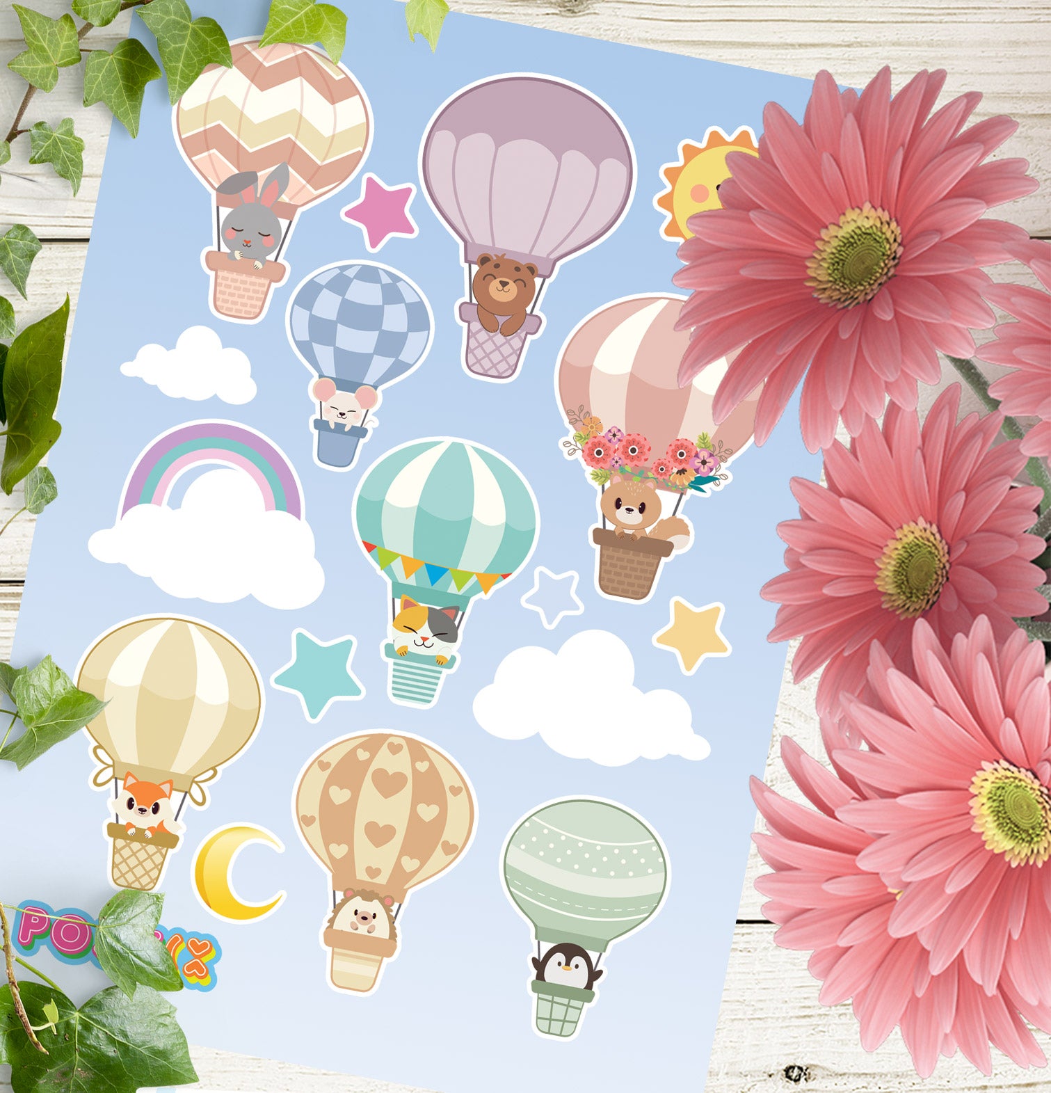 Hot Air Balloon Buddies A6 Sticker Sheet