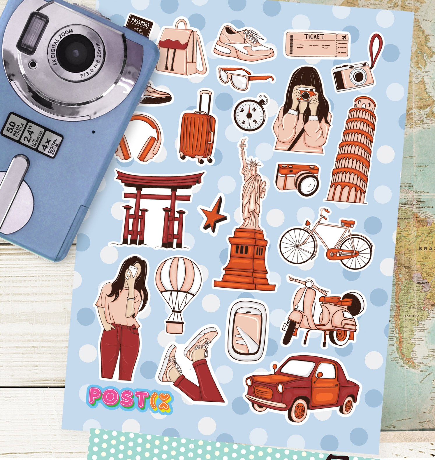 Travel the World A6 Sticker Sheet