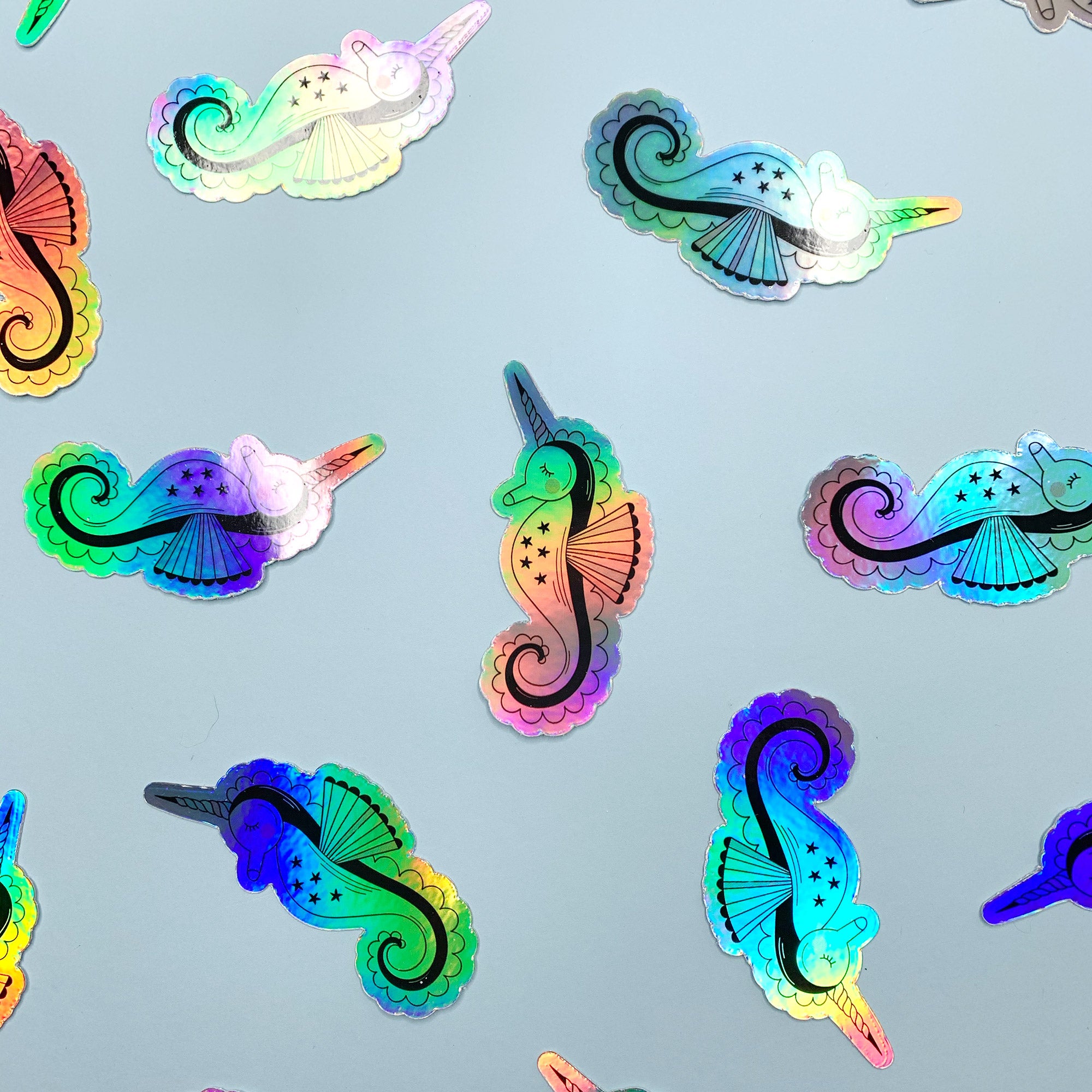 Unicorn Seahorse Hologram Sticker Flake